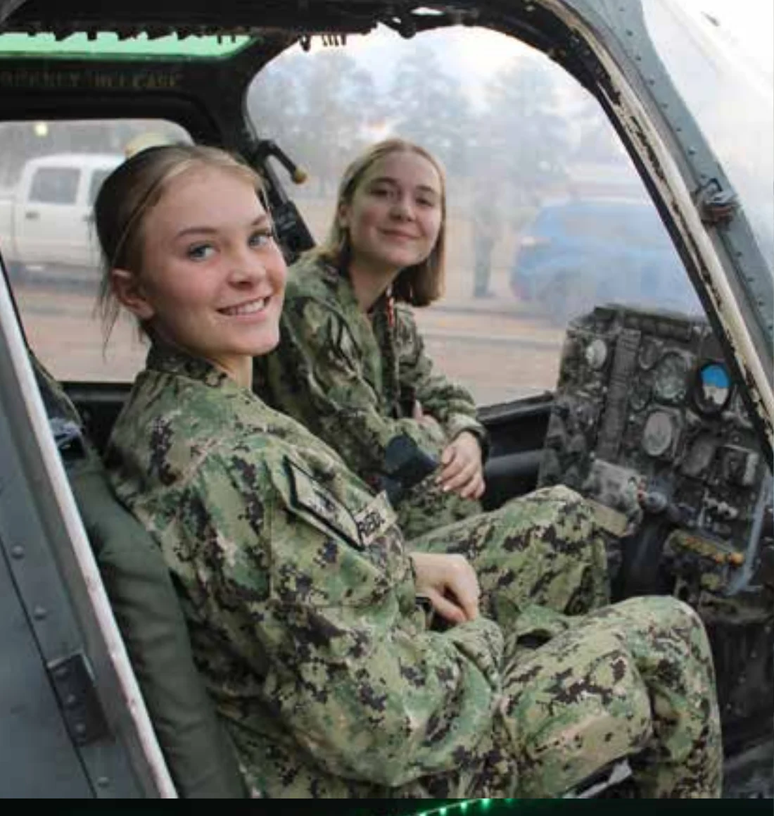 Sea Cadets seated in an aircraft cockpit during Aviation training