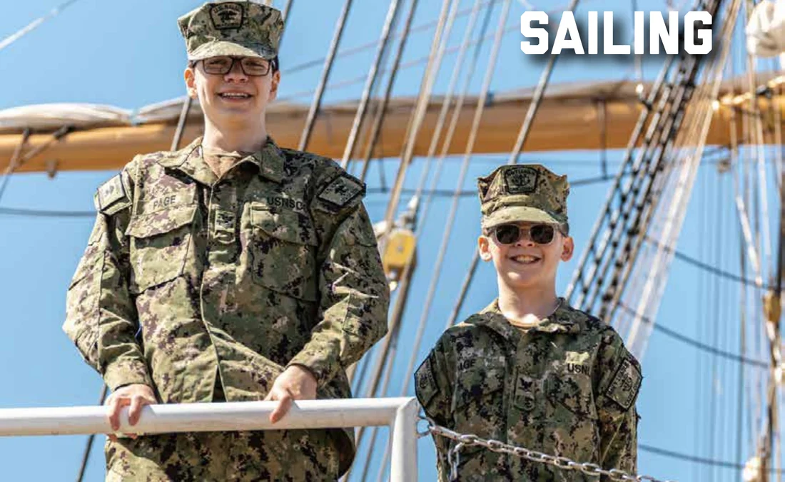 Sea Cadets aboard a tall ship schooner during Sailing training